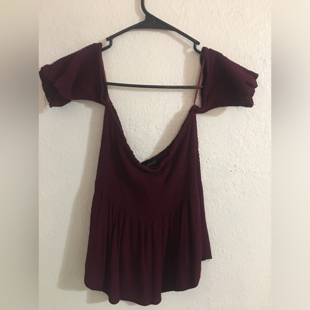 Cute Short Crop Off The Shoulder Top Dress Maroon